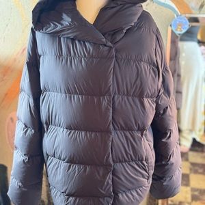 Patagonia, black puffer jacket, puffin